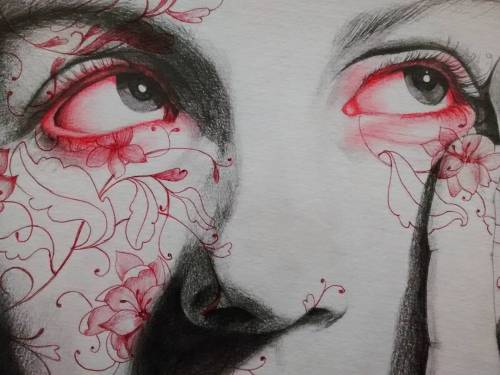 Antonella Montes aka Lantomo (Italian, based Beijing, China) - 1: Red I, 2014, Pencil, Pastels and B