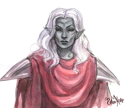 erika-xero:Watercolor sketches of my Dragonborns, Champion of Cyrodiil and Nerevarine (yep, I love d