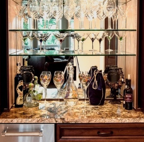 Seattle Traditional Home BarExample Of A Large Traditional Home Bar Design With A Multicolored Floor