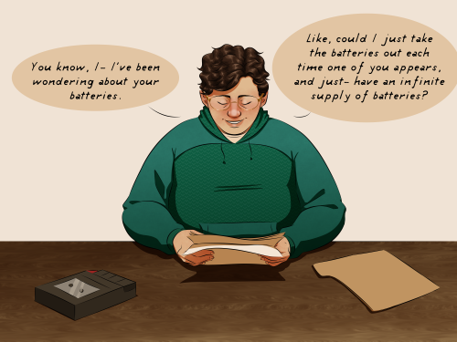 chekov-and-hobbes:Every time Martin talks to the tape recorder like it’s a person I fall in love wit