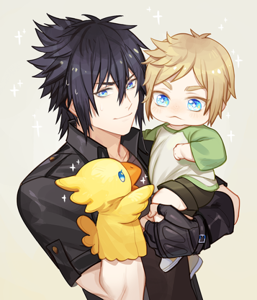 juvenile-reactor: marshmallowNoct(The big one) is imitating chocobo calls. Baby Prompto is waaaaay c