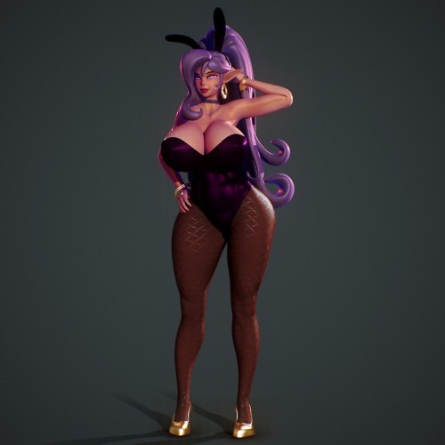 therealfunk:  endlessillusionx: Character Based off @therealfunk Vanessa OC  Rig Demo MixTape Gfycat  Patreon    Holy smokes she’s amazing!! Those curves are INTENSE. I really love the fishnet hose and how you handled the hair! The colo the of bunnysuit