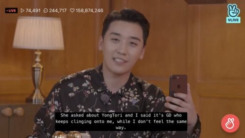 yellow-sprout:  the jvip asked if nyongtory is real and seungri’s answer lol ©  