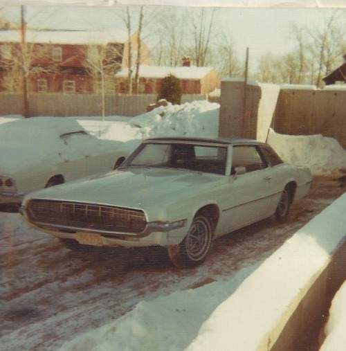 Photo taken in 1977 (no…not the Blizzard of ‘78) My Dad’s 1968 Thunderbird and in