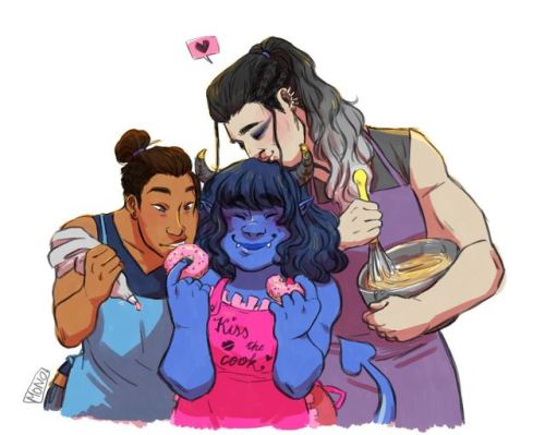 dndbutch:mono-blogs:For day 6 of @critrolefemslash we have “Baking” + “Polyamorous