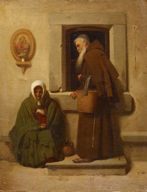 The monk and the beggar, 1902, Fyodor BronnikovMedium: oil,canvas