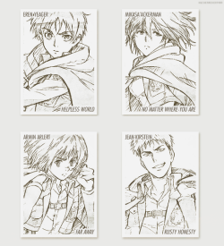 kuchenackerman:  Eren ■ Mikasa ■ Armin ■ Jean Character Image Song Collection 