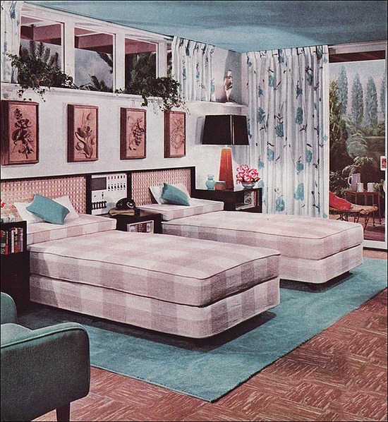 theniftyfifties:  1950s bedroom design. 