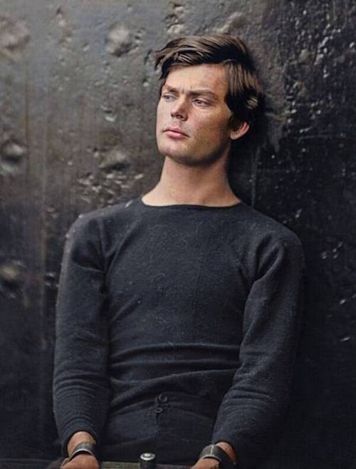 Jail photo of Lewis Powell, a conspirator in the Lincoln assassination, 1865 [colorized]
