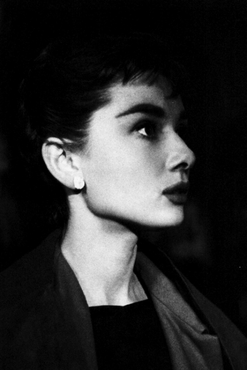 missingaudrey:  Audrey Hepburn on the set of Sabrina, photographed by Mark Shaw in 1953. 