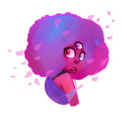 mrhaliboot:  “Make it pink!” “Make it Blue!” started out as a sketch, but wanted to experiment with colours for cotton candy garnet. and it’s transparent! (also happy bday to me!) 