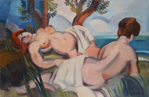 Claude LACAZE (French, *1938)Reclining Nudes by the Ocean