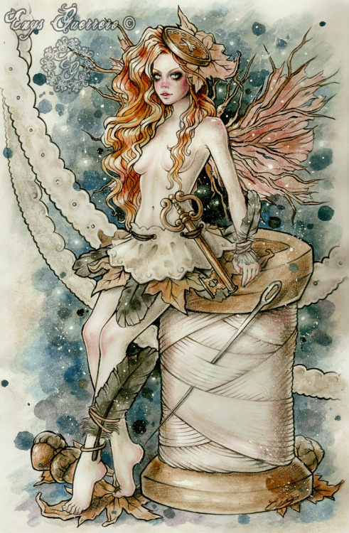 “Fairy Couture Find Her Ace of Sword” (Speed Drawing)Watercolors, color pencils, coffee,