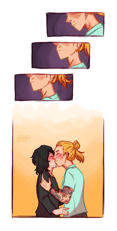 immmaghost: Arrives a day late with a comic for @barkugou-catsuki from the @erasermicsecretsanta !!  Starting with first impressions and ending in a love confession.  