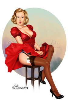 pinupgirlsart:  Lady in Red by ted1air 