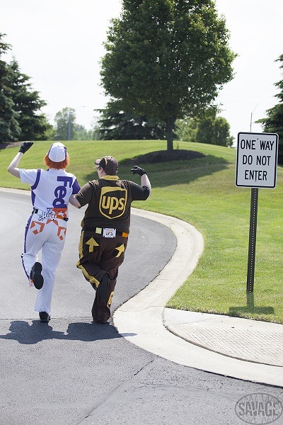 happehpills:  “What a Lovely Package You Have!” - Fedex and Ups Trucks Cosplays! Our glasses do that ‘evil’ anime thing. Cosplay Concept, Original Costume Designs, and Construction - Us (http://happehpills.tumblr.com/)Photographer - Josh