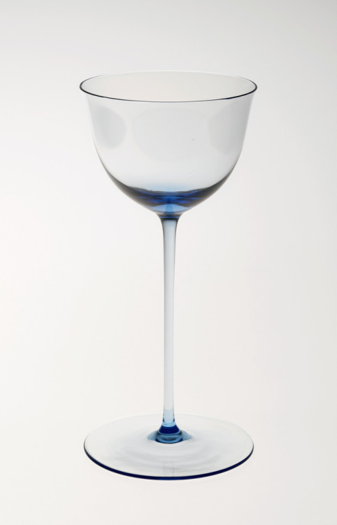 design-is-fine:Josef Hoffmann, Rhine Wine Glass Patrician Blue, 1917. Made by Lobmeyr, Vienna. Via C