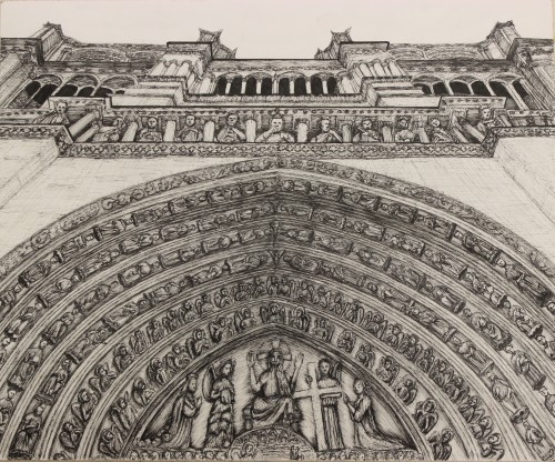 dirtyolddblankets:Notre Dame / pen and ink