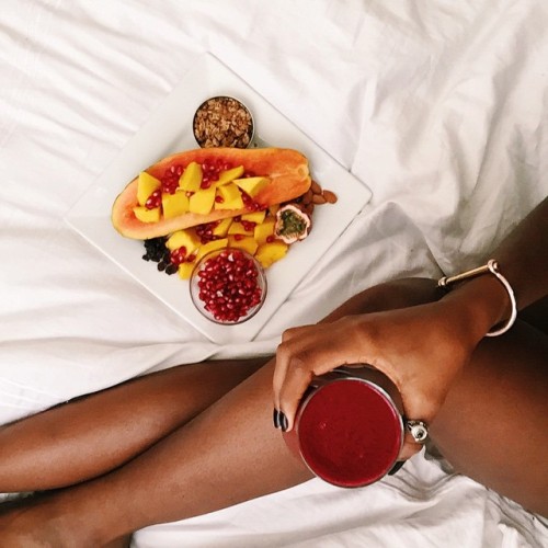 I look forward to every morning for every reason big & small. #home #breakfast #bed #legs #fruit