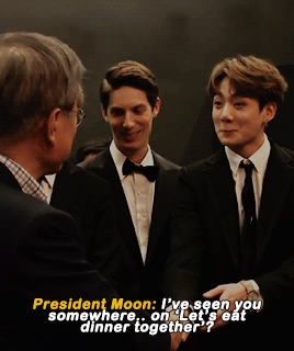 jung-koook:    Jungkook and Jin fanboying on President Moon // trans