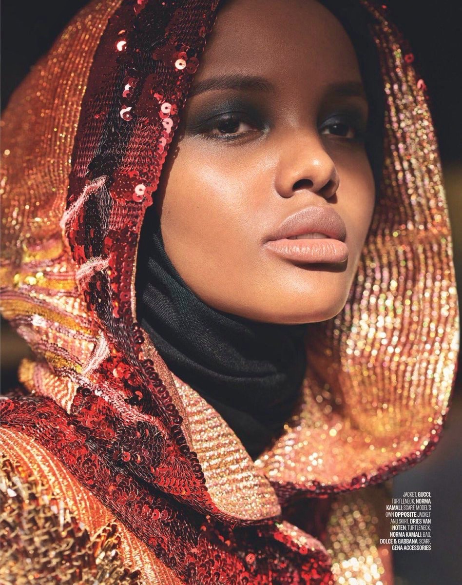 browngyal:Halima Aden has graced the June cover of  Vogue Arabia, making her the