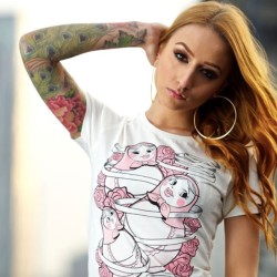 growlandgrandeur:  Awesome photo of @charlottemoran wearing our ‘matryoshka’ tee - very few of these left, ideal xmas gift - £10 www.GrowlAndGrandeur.com #growlandgrandeur #independent #streetwear #apparel #girlswithtattoos #charlottemoran 