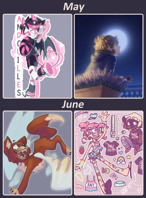 2021 art summary!! this year i challenged myself to do at least one finished-looking piece per month