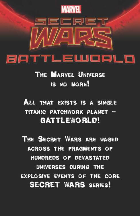 scifigrl47:marvelentertainment:The Marvel Universe has been destroyed! One by one, each and every un