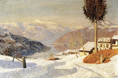 Snow at Besano  -  Oreste Albertini  1930Italian 1887-1953Oil on board