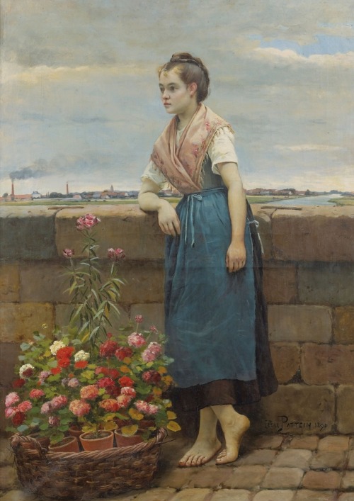 César Pattein (1850 - 1931)La jeune marchande de fleurs