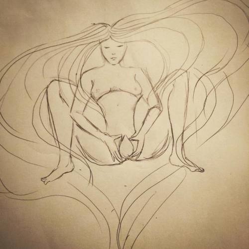 Rough sketch for a current commission. I love my clients so dearly!!! #birth #birthwithoutfear #birt