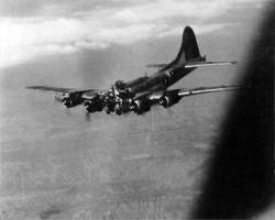 Waffenss1972:  A Damaged American B-17 Flying Fortress Bomber Is Trying To Fly To
