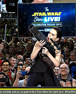 adaisysource:Daisy with a T-Shirt Cannon for fans at Star Wars Celebration Chicago, 2019.