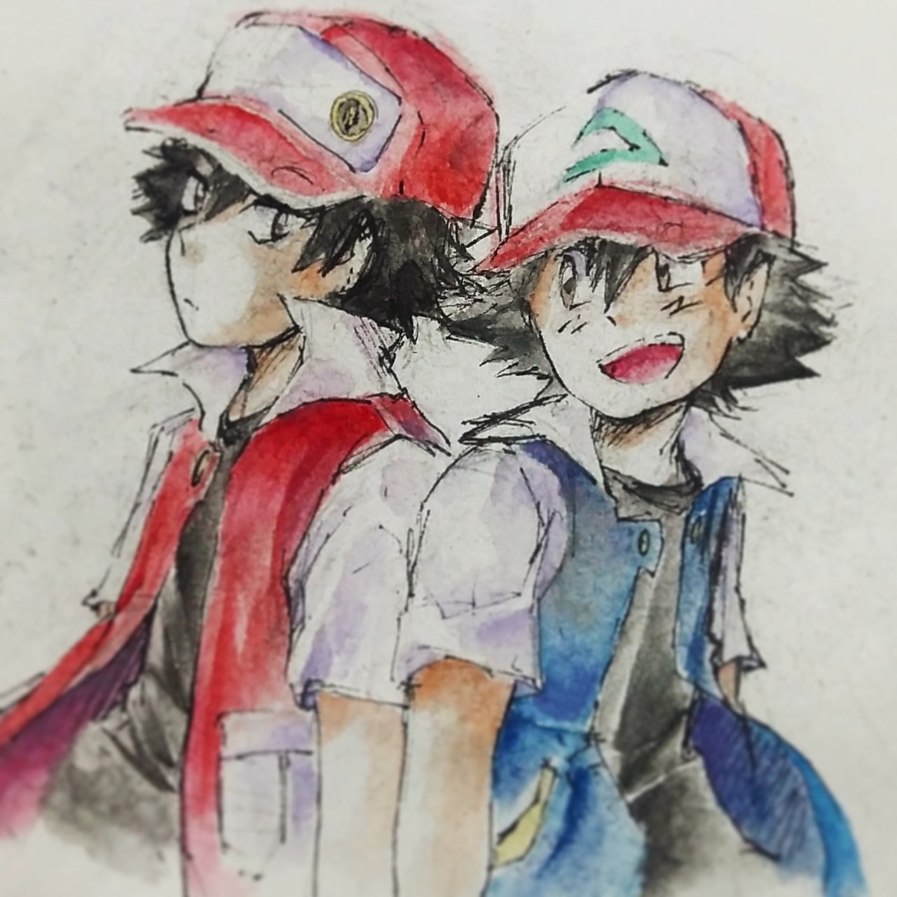 ozzydrawings: I’m still here! Quick doodle about Red and Ash cuz’ I love them