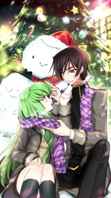 code geass、lelouch lamperouge、c.c.、creayus、scarf、christmas、santa