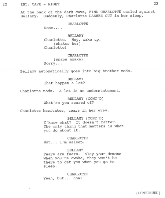 Who’s ready for this weeks Script to Screen? Here’s an excerpt from 103 “Earth Kills” by Elizabeth Craft and Sarah Fain.