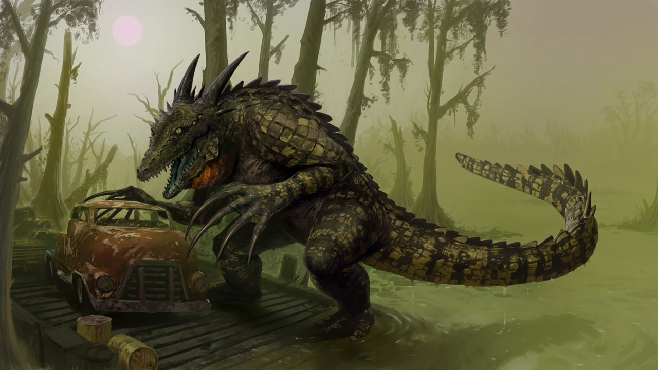 comrade-tony:  My take on a different breed of deathclaw- one based on a crocodile.