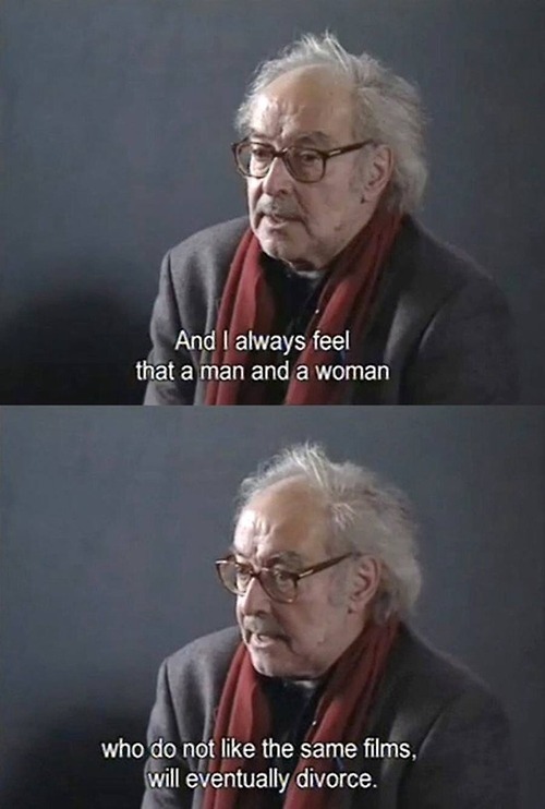 supermodelgif:  Jean-Luc Godard on marriage 