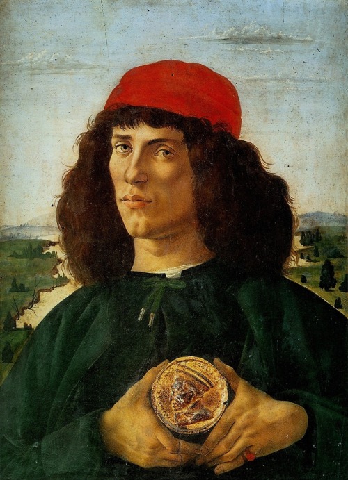 theartsyproject: Sandro Botticelli, Portrait of a Man with the Medal of Cosimo, 1474.