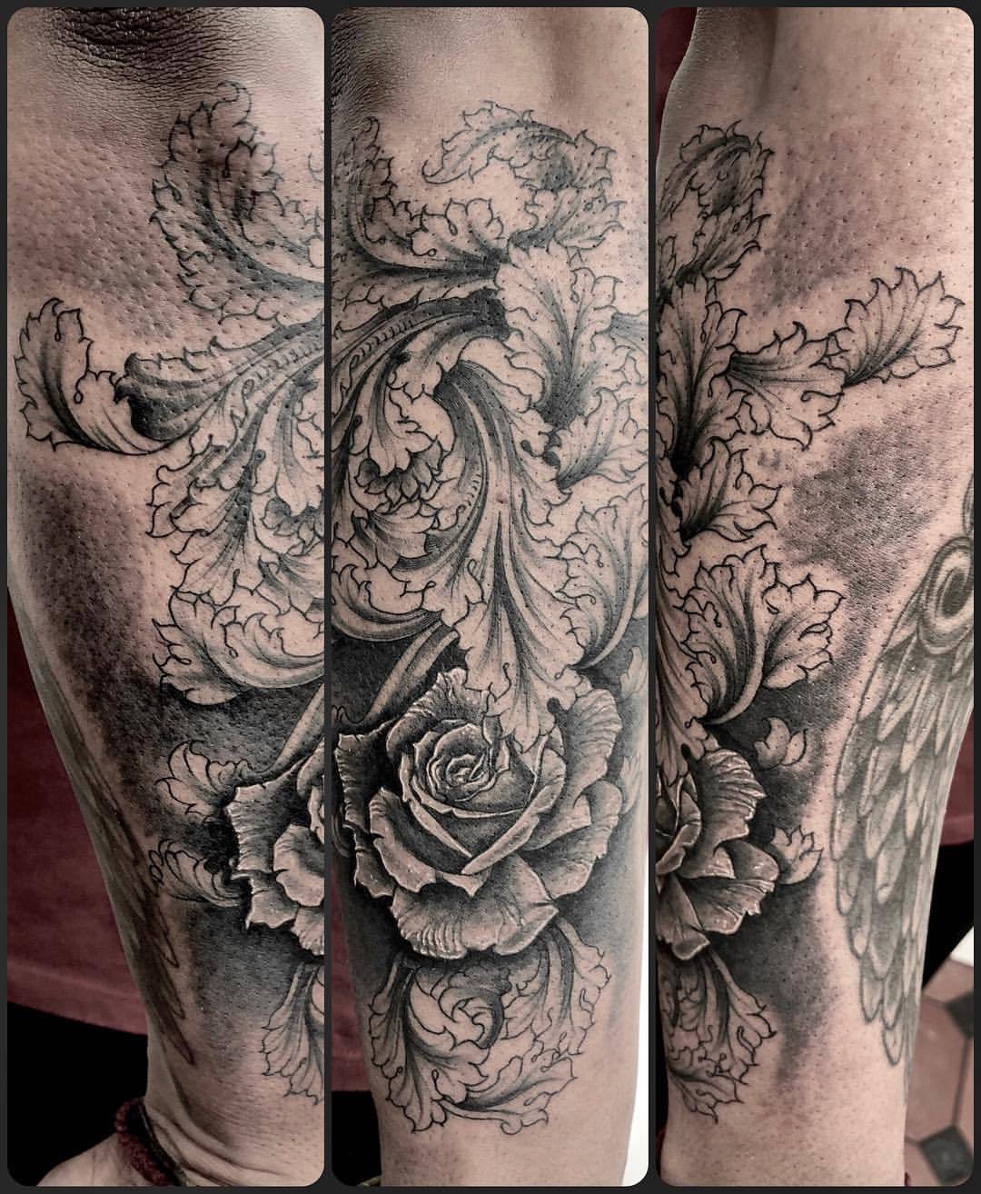 Miguel Angel Tattoo  Filigree and rose tattoo dije today at