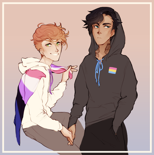 zeevkesley:genderfluid and pansexual pride with fen and four! <3twitter | instagram | commissions