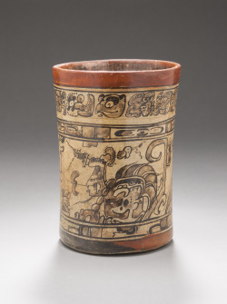 tlatollotl:   Codex-Style Cylinder Vessel with Avian Maize God Guatemala or Mexico, Northern Peten or Southern Campeche, Maya, 650-800   LACMA 
