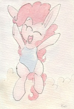 slightlyshade:Pinkie put on her swimsuit and heads for the giant sea of puffy cream! &lt;3