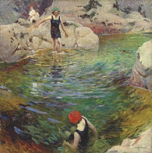 desjolieschoses:Laura Knight, Bathing, c.1912.