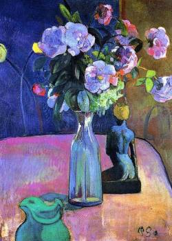 catmota:  Roses and Statuette Paul Gauguin