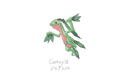 Drew Pokemon With My Left Hand. Grovyle, Photoshop