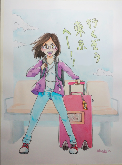 「行くぞう東京へー!!」 “Let’s go to Tokyo!! ” This illustration is for a friend that tr