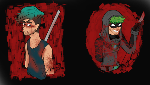 angelicfantasies:I got bored, bloody boys are weirdly fun to draw@d-structive & @cyanacityOh. Ma