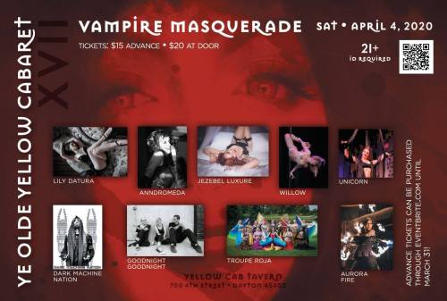 Got more details on my next event! Ye Olde Yellow Cabaret XVII - theme is Vampire Masquerade. I will