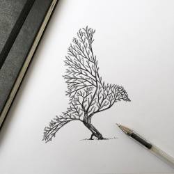 culturenlifestyle:  New Dark Ink Pen Illustrations Depict Animals And Nature In Magical Lore  Italy-based illustrator Alfred Basha draws small black ink pen scenes that narrate scenes of animals and nature as a magical entity. His poetic illustrations